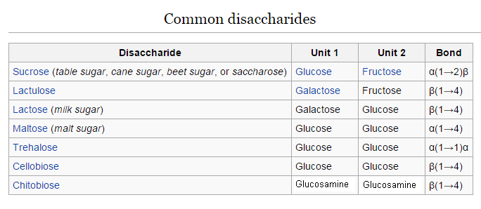 common disaccharides